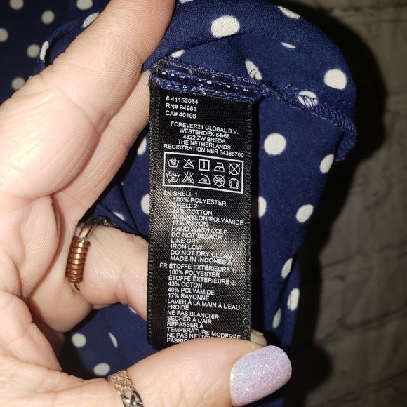 FOREVER 21 Polka Dot Button Down Lace Trim Blouse - Picture 4 of 5